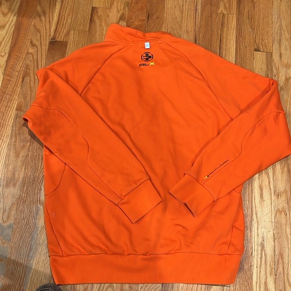 RLX Ralph Lauren Men XL Jersey quarter-zip pullover orange/navy blue - Picture 3 of 5